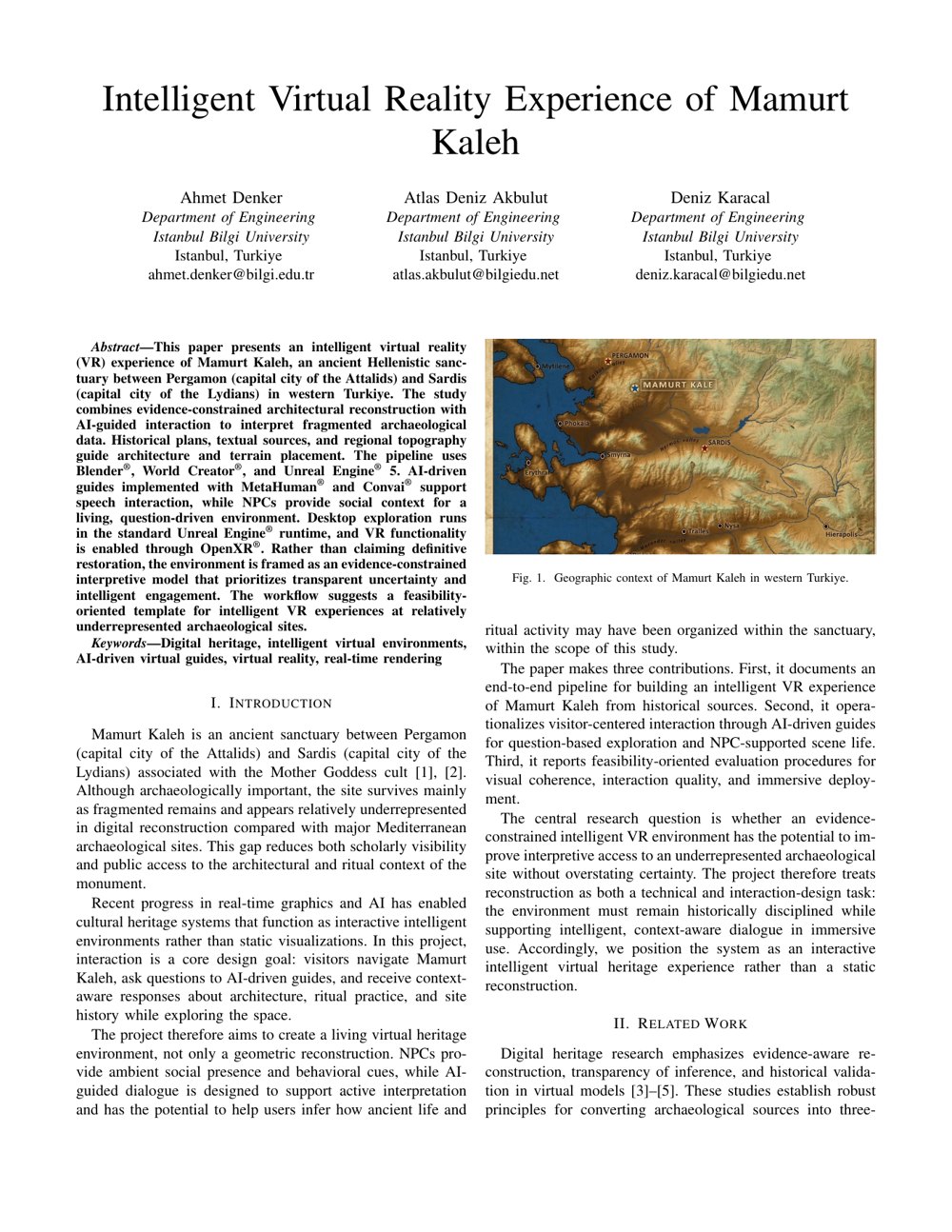 The first page of the paper Intelligent Virtual Reality Experience of Mamurt Kaleh